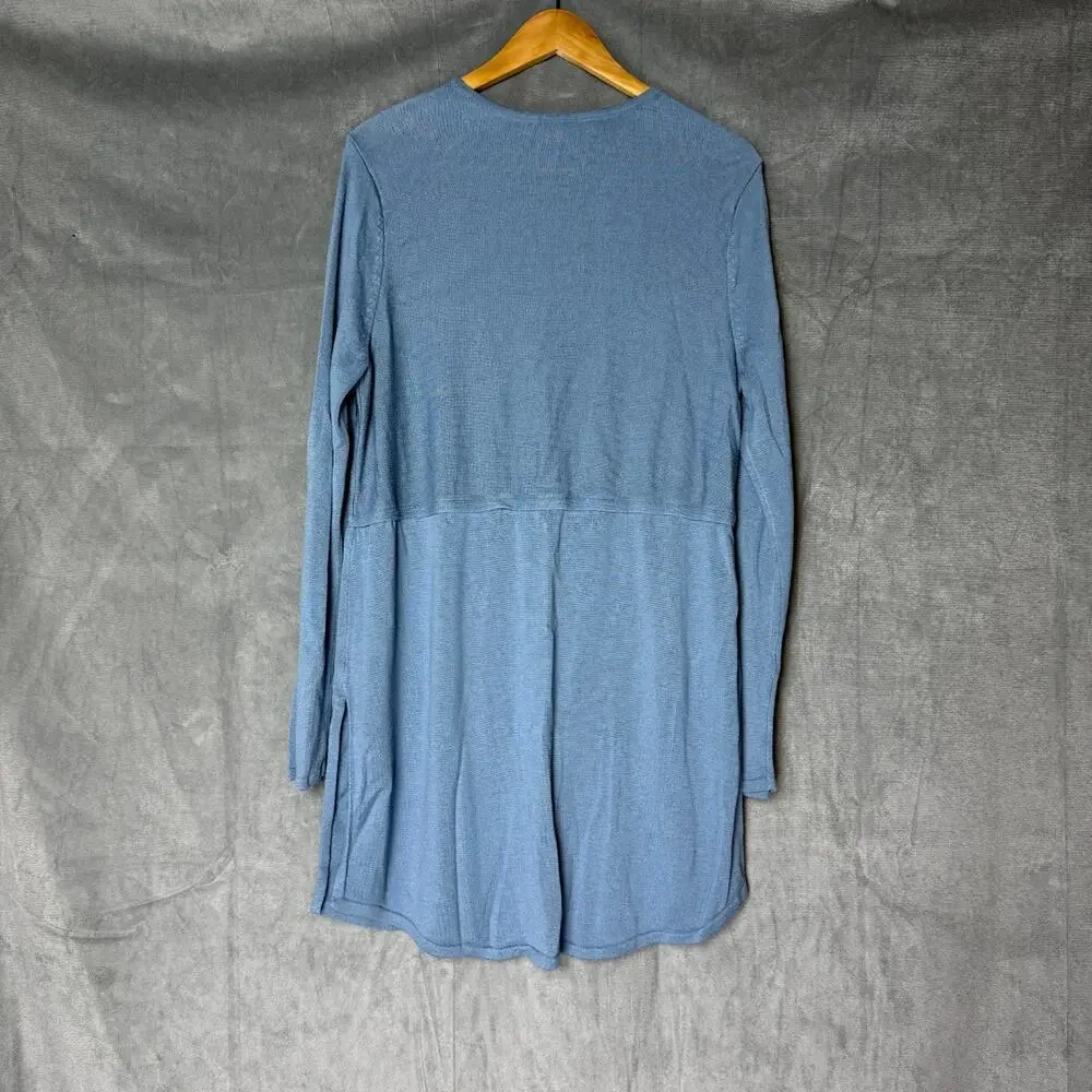J Jill Women’s L Tall Grace Blue‎ Tunic Sweater Dress Heather Wool Blend Stretch